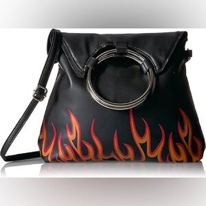 T-shirt & Jeans Flame Design Black Shoulder Bag NEW